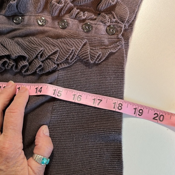 ANTHROPOLOGIE GUINEVERE BROWN BUTTON UP SCALLOPED SWEATER SIZE L - Picture 13 of 13